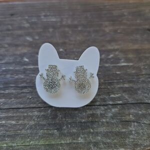 Sparkling Snowman Handmade Stud Earrings